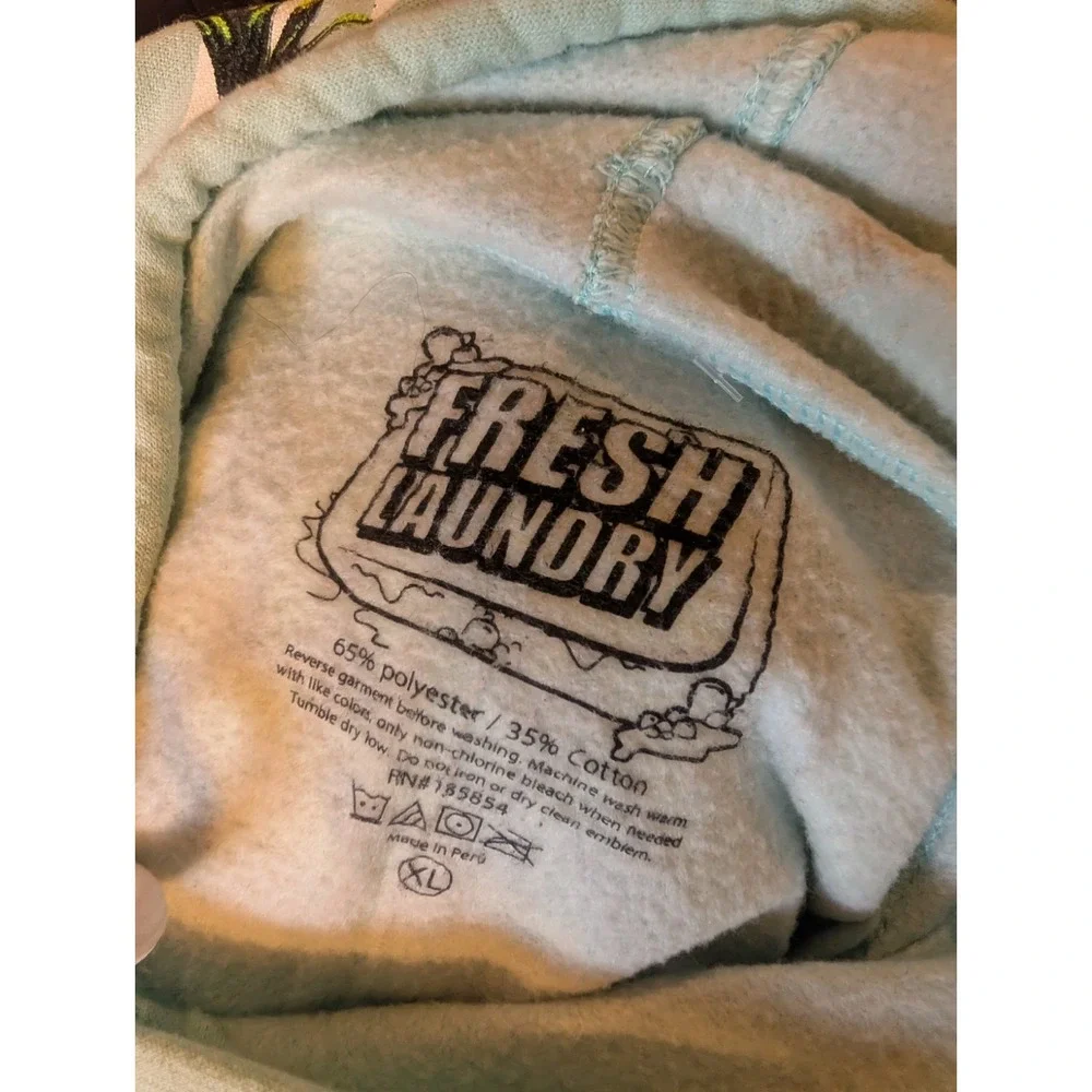 FRESH LAUNDRY XL SAVAGE VIBES‎ MEN MEDIUM SWEATSHIRT HOODIE COTTON PULLOVER TEAL